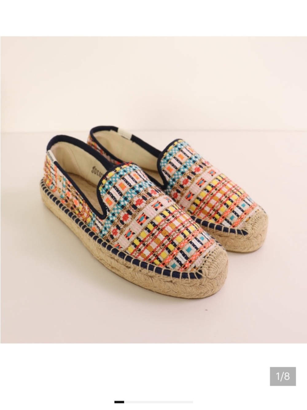 Soludos Woven Multicolor Espadrille Slip-On Shoes Size 9